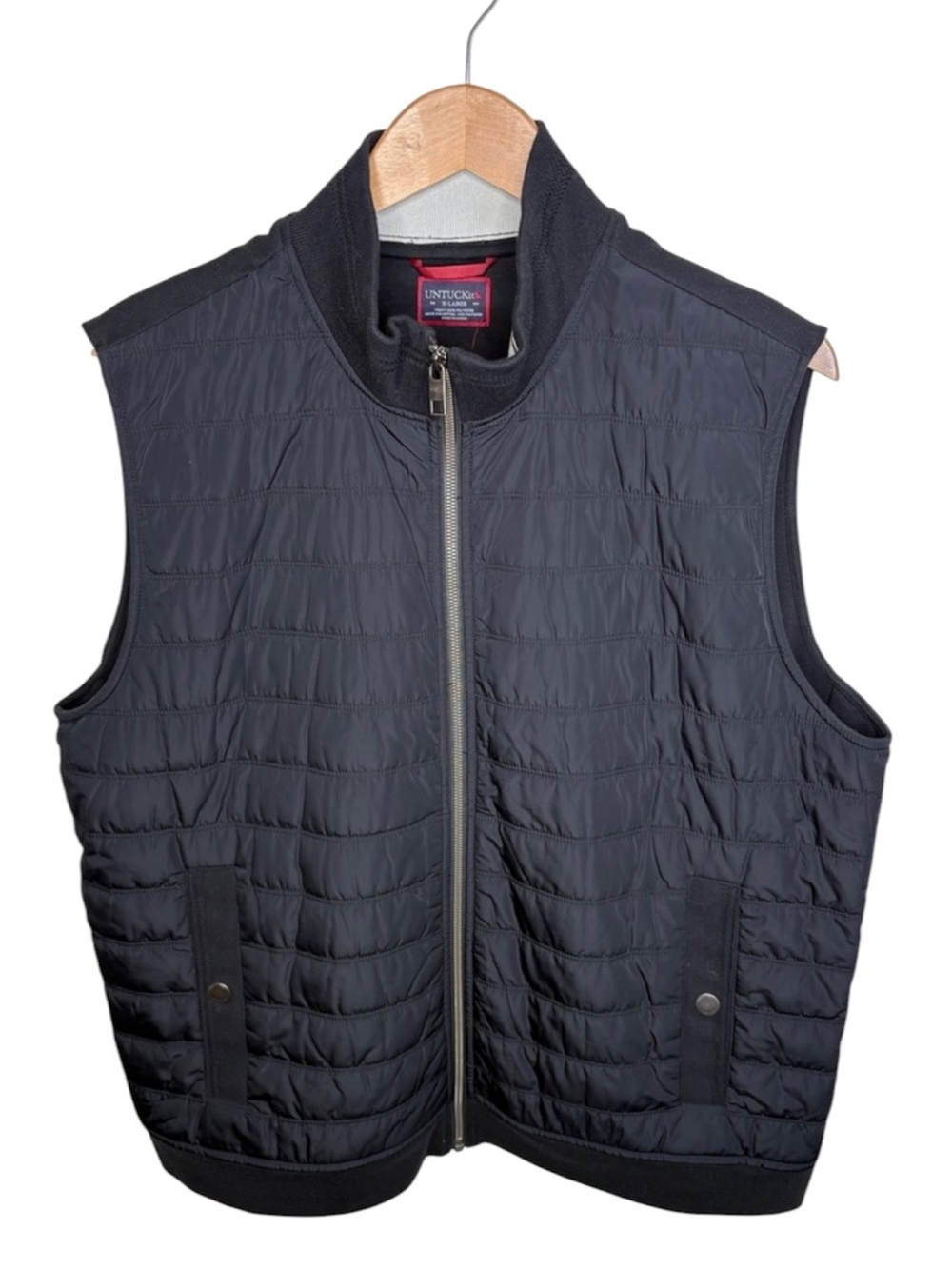 UNTUCKit Black Full Zip High Neck Vest Men Size XL BLEMISH